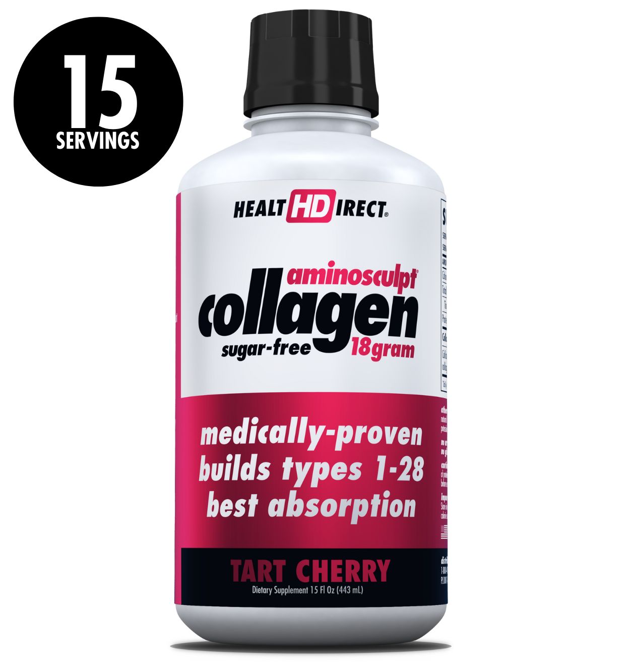 AminoSculpt Sugar-Free 18 Gram 15oz Tart Cherry has 15 Servings Per Bottle